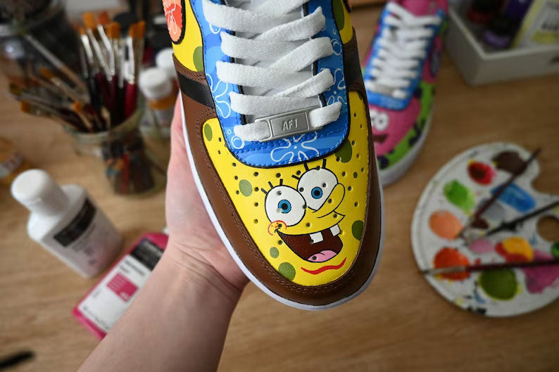 SpongeBoe Hand Drawn Doodles Cratoon Custom Air Force 1