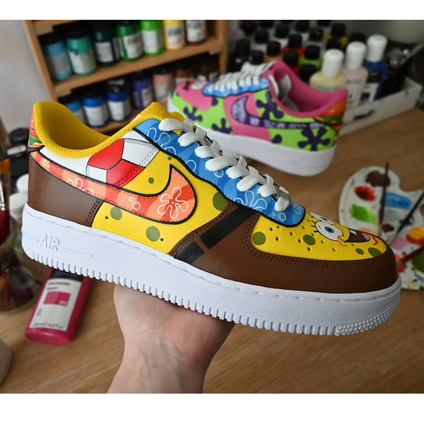 SpongeBoe Hand Drawn Doodles Cratoon Custom Air Force 1