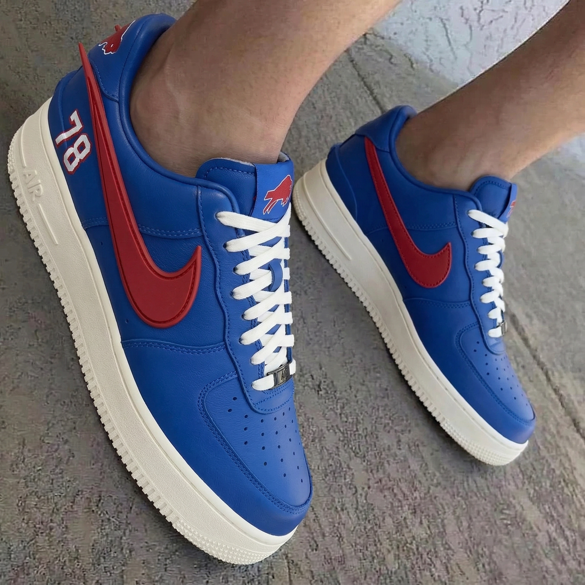 78 Number Bull Logo Blue Red Custom Air Force 1