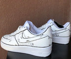 Black White Line Cartoon Graffiti Custom Air Force 1