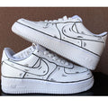 Black White Line Cartoon Graffiti Custom Air Force 1