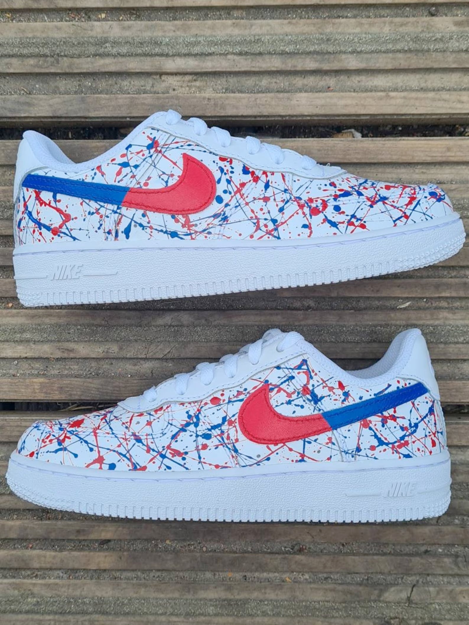 Red Blue Splash Graffiti Custom Air Force 1