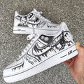 Comics One Piece Black White Custom Air Force 1