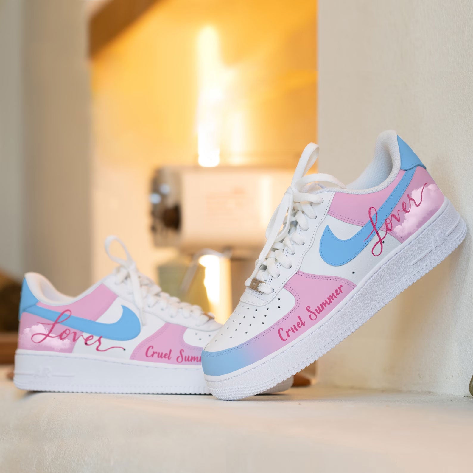 Sweet Summer Pink Couple Custom Air Force 1