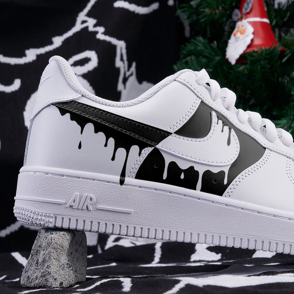 Handpainted Gradient Black White Drip Custom Air Force 1