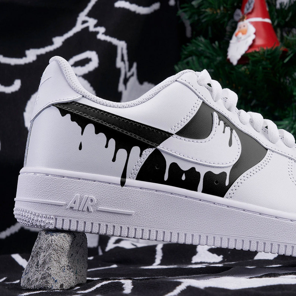 Handpainted Gradient Black White Drip Custom Air Force 1