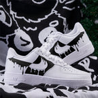 Handpainted Gradient Black White Drip Custom Air Force 1