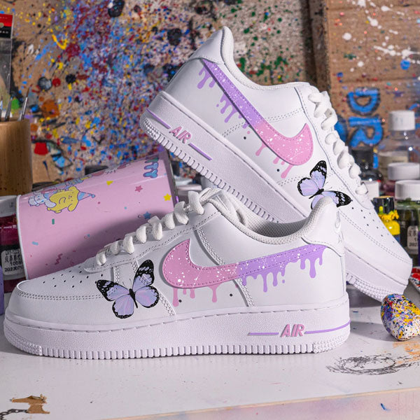 Gradient Starry Sky Pink Purple Butterfly Custom Air Force 1