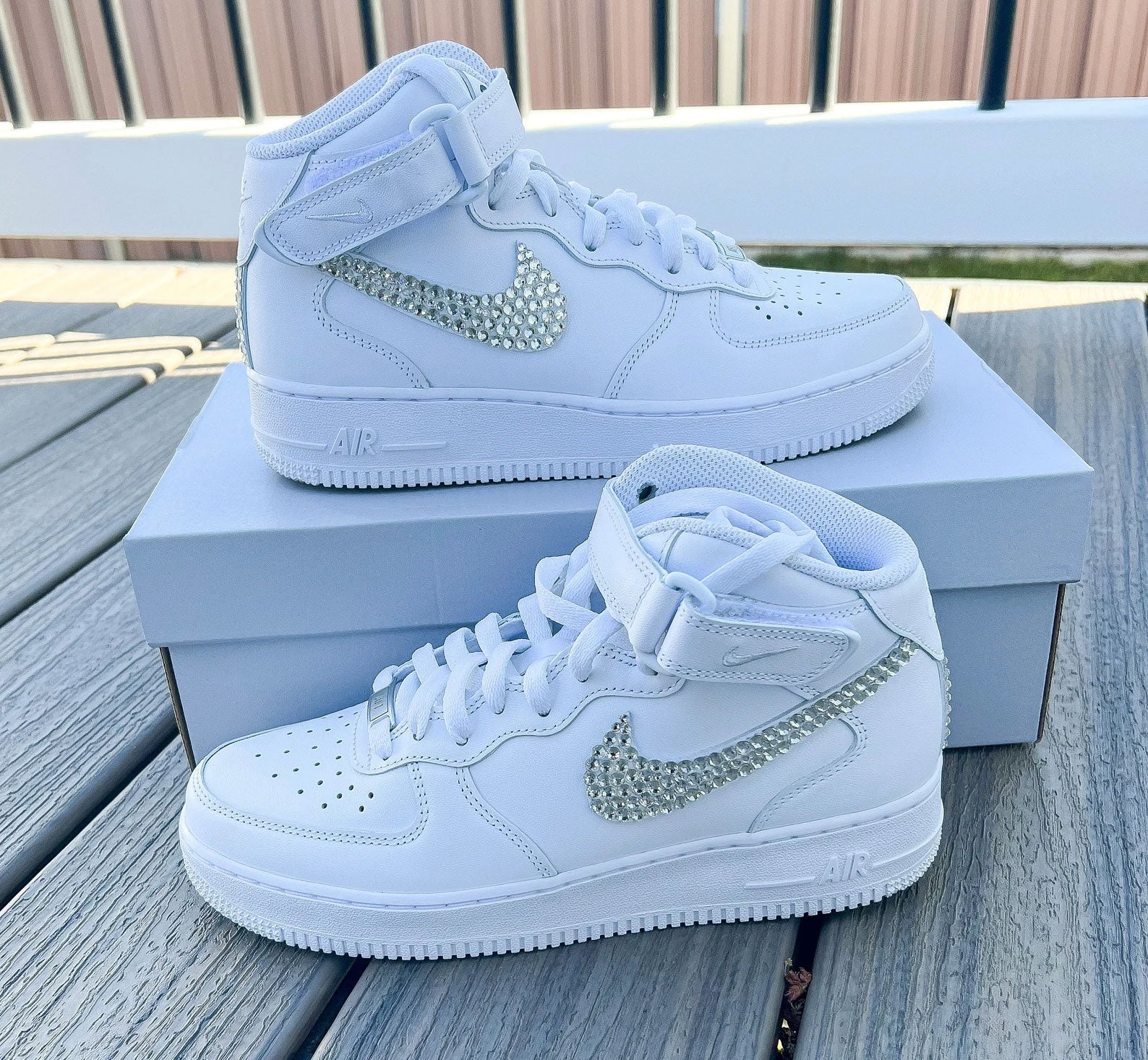 White High Top Crystal Custom Air Force 1