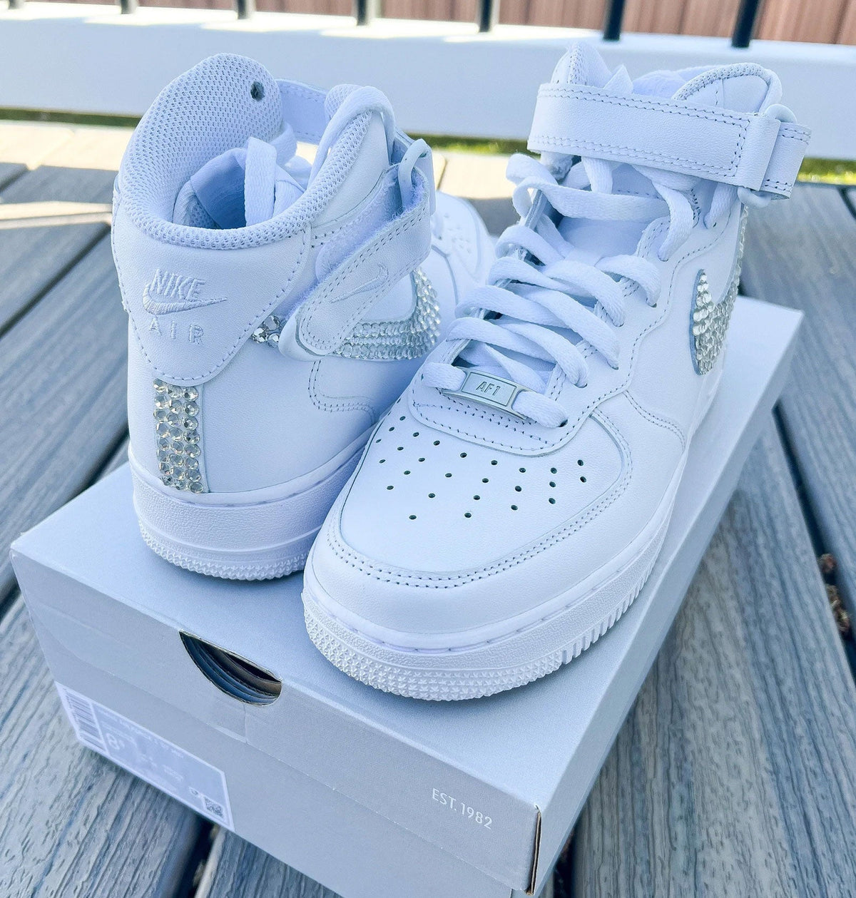 White High Top Crystal Custom Air Force 1