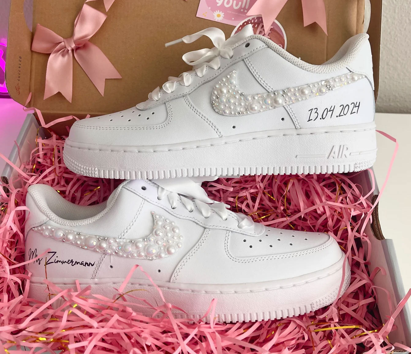 Pearl Ribbon Wedding Gift Custom Air Force 1