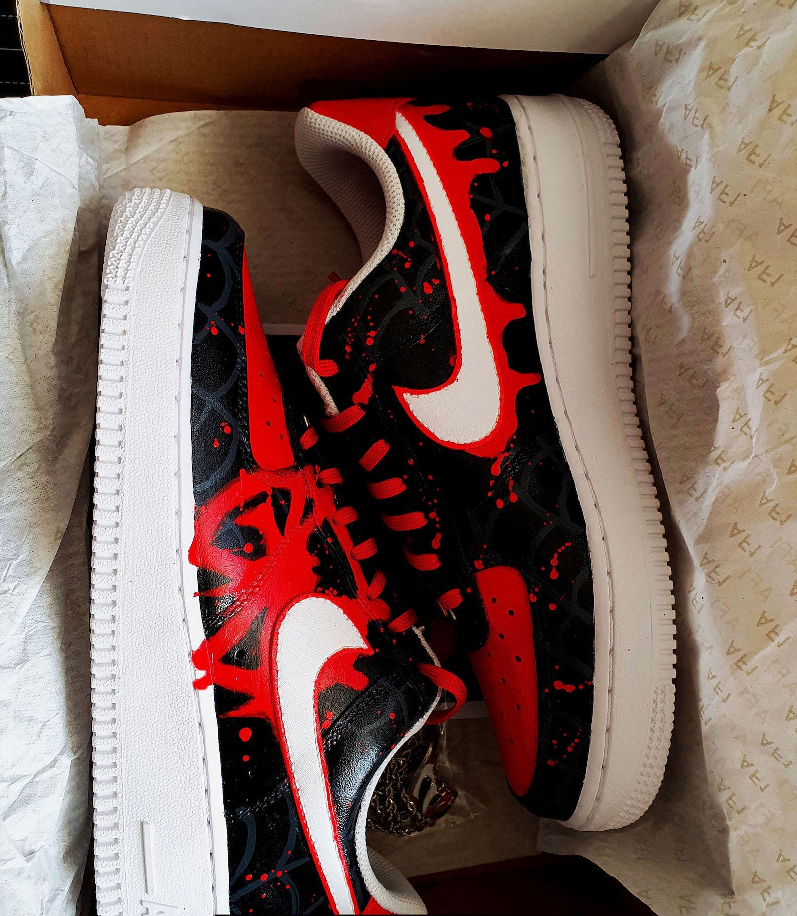 Red Black Spider-Man Hand Painted Custom Air Force 1