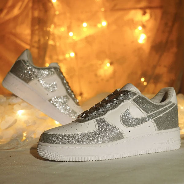 Silver Shiny Graffiti Custom Air Force 1