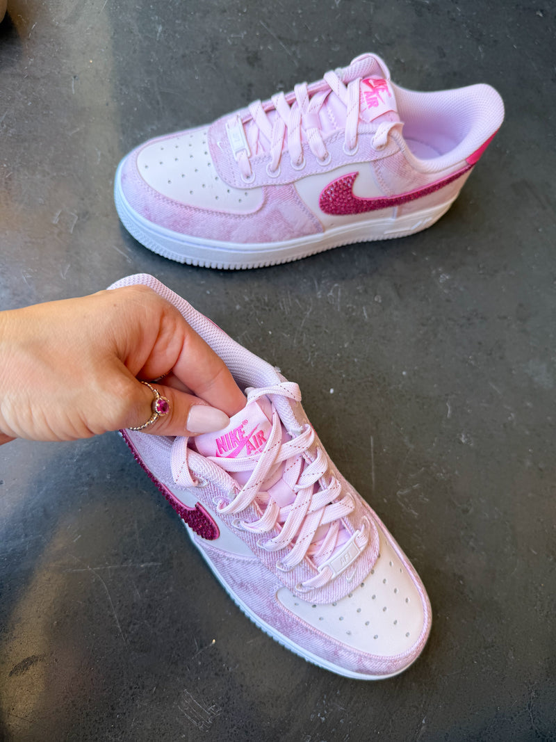 Custom Pink Rhinestone Air Force 1 Sneakers