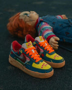 Blue Yellow Dripping Blood Swoosh Custom Air Force 1