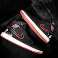 Cartoon Night Black Red Embroidery Font Custom Jordan 1