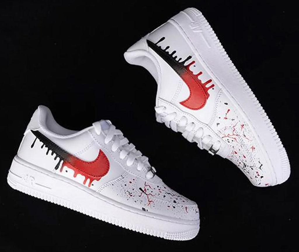 Red Black Drip Graffiti Custom Air Force 1