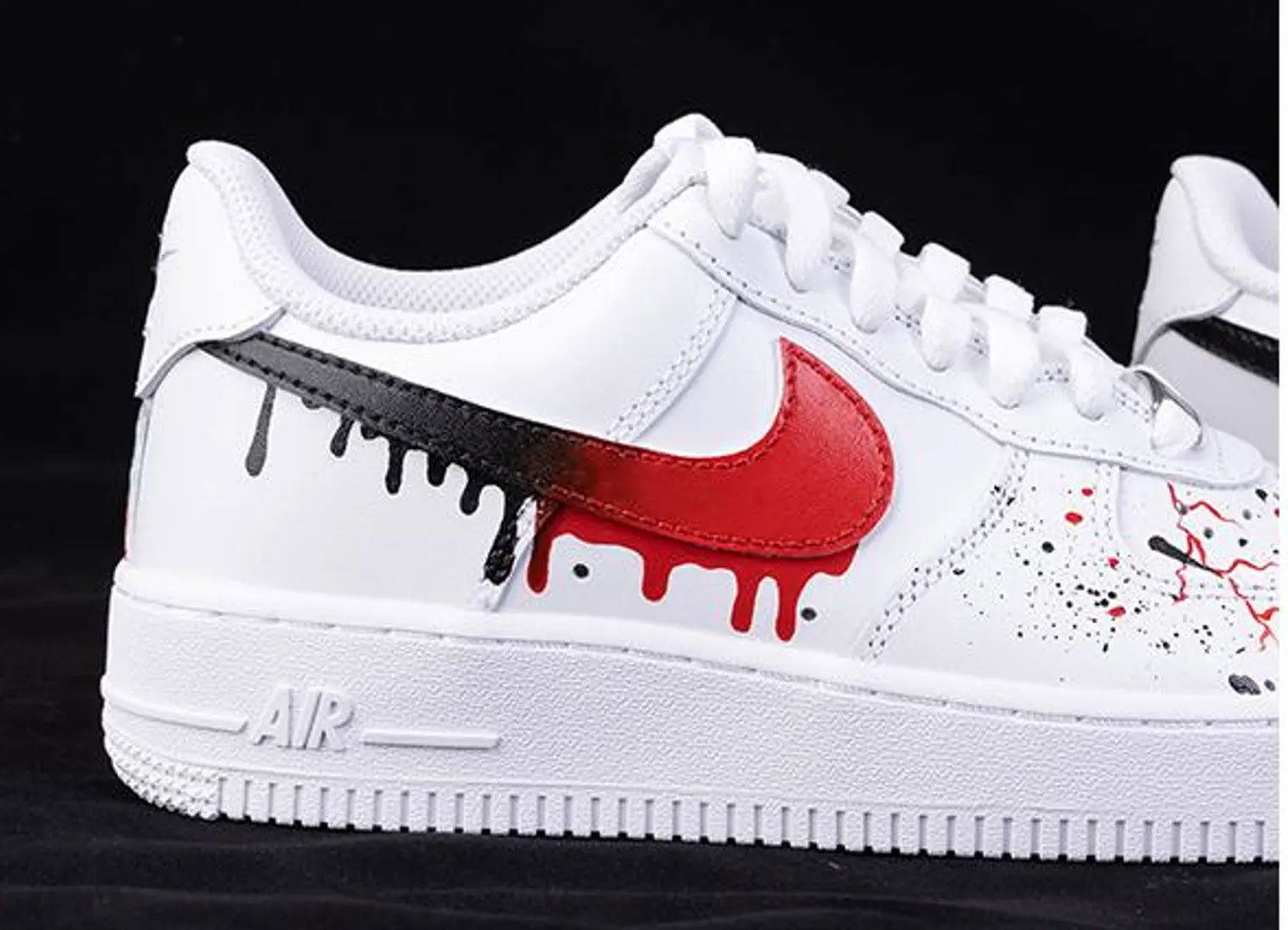 Red Black Drip Graffiti Custom Air Force 1