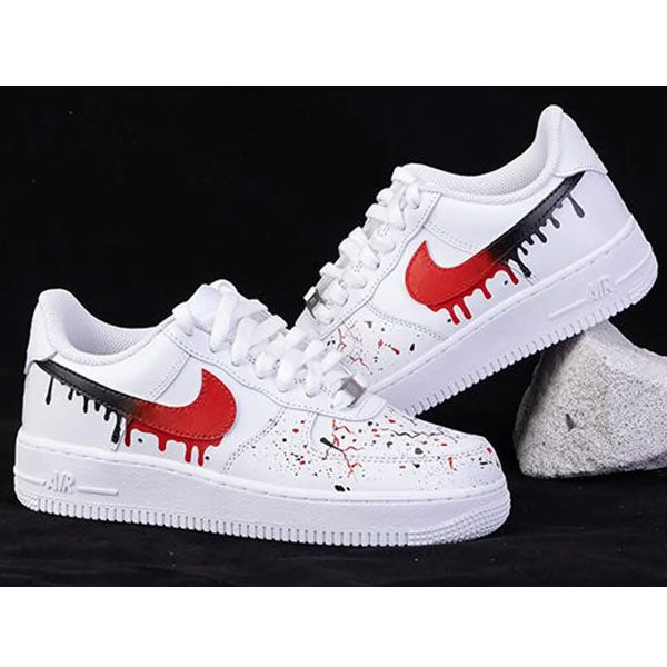 Red Black Drip Graffiti Custom Air Force 1