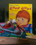 Blue Yellow Dripping Blood Swoosh Custom Air Force 1