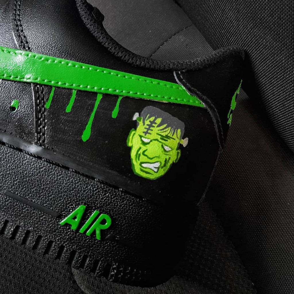 Green Black Money Monster Dripping Swoosh Custom Air Force 1