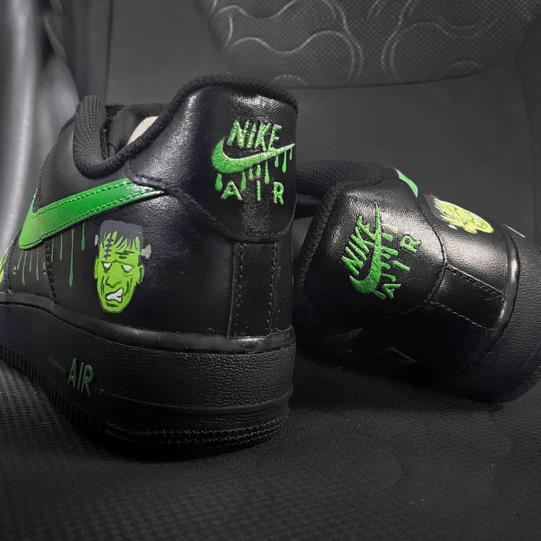 Green Black Money Monster Dripping Swoosh Custom Air Force 1