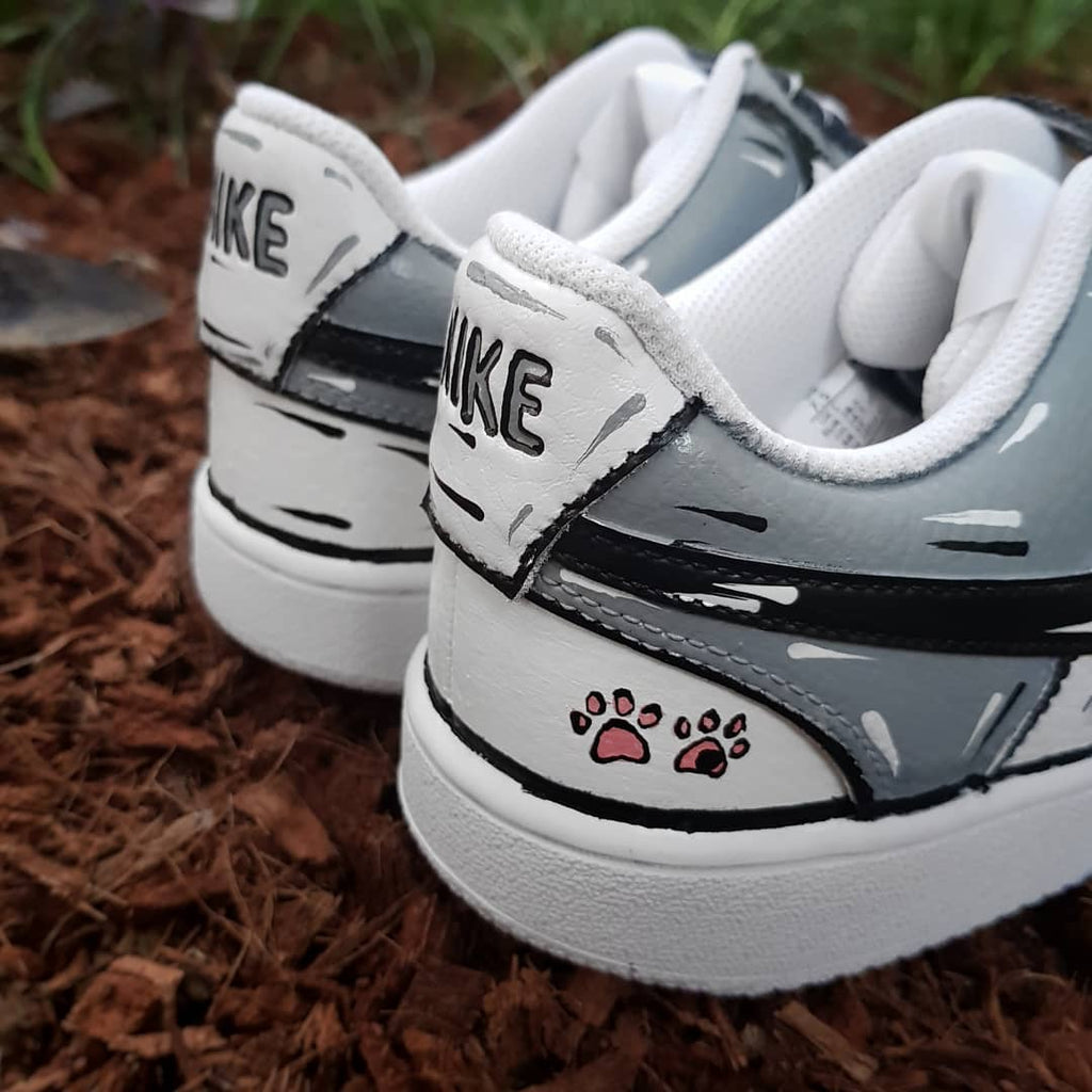 Gray Black White Cartoon Custom Nike Court