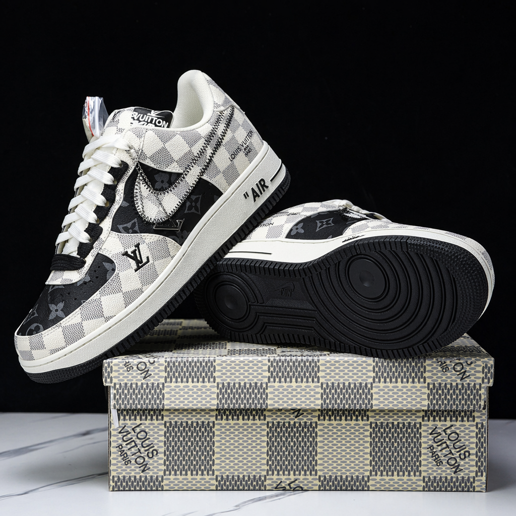 Custom Hand Painted Checkerboard Air Force 1 Sneakers