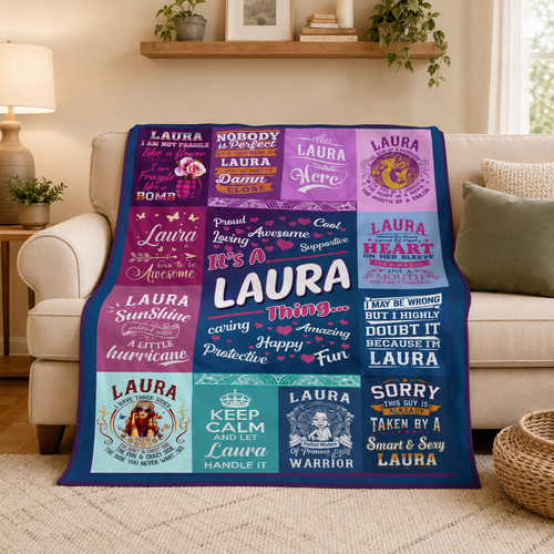 Laura Premium Sheepskin Blanket - Personalized “It’s A Laura Thing” Gift