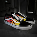 Ood School Flame Custom Vans