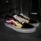 Ood School Flame Custom Vans