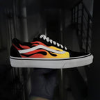 Ood School Flame Custom Vans