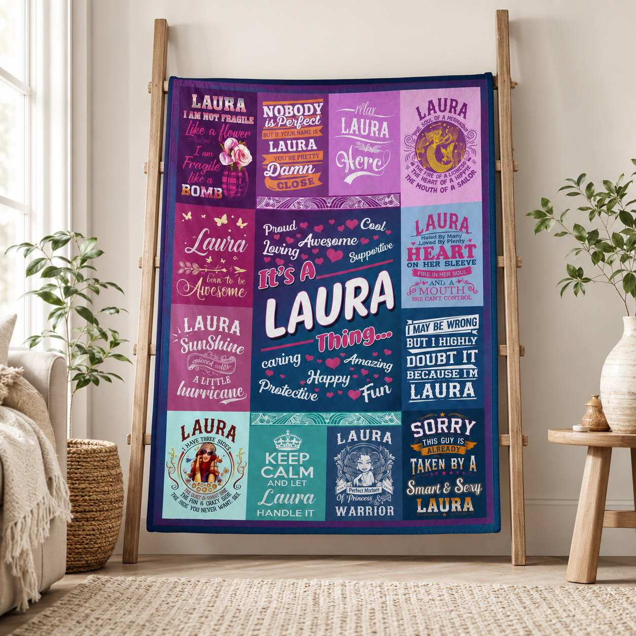 Laura Premium Sheepskin Blanket - Personalized “It’s A Laura Thing” Gift