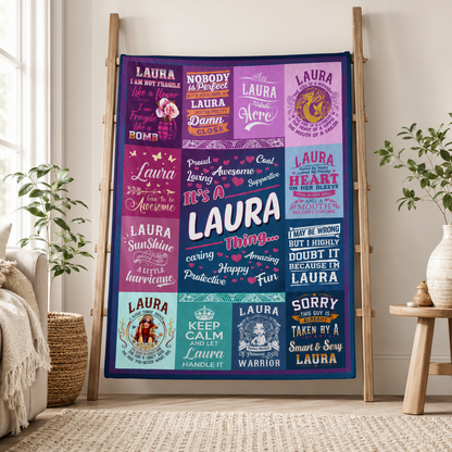 Laura Premium Sheepskin Blanket - Personalized “It’s A Laura Thing” Gift