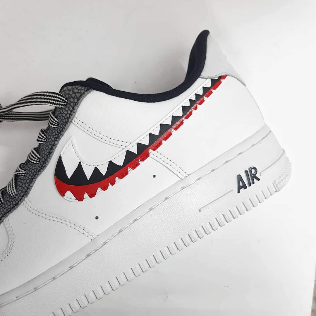 Jagged Black Red Custom Air Force 1