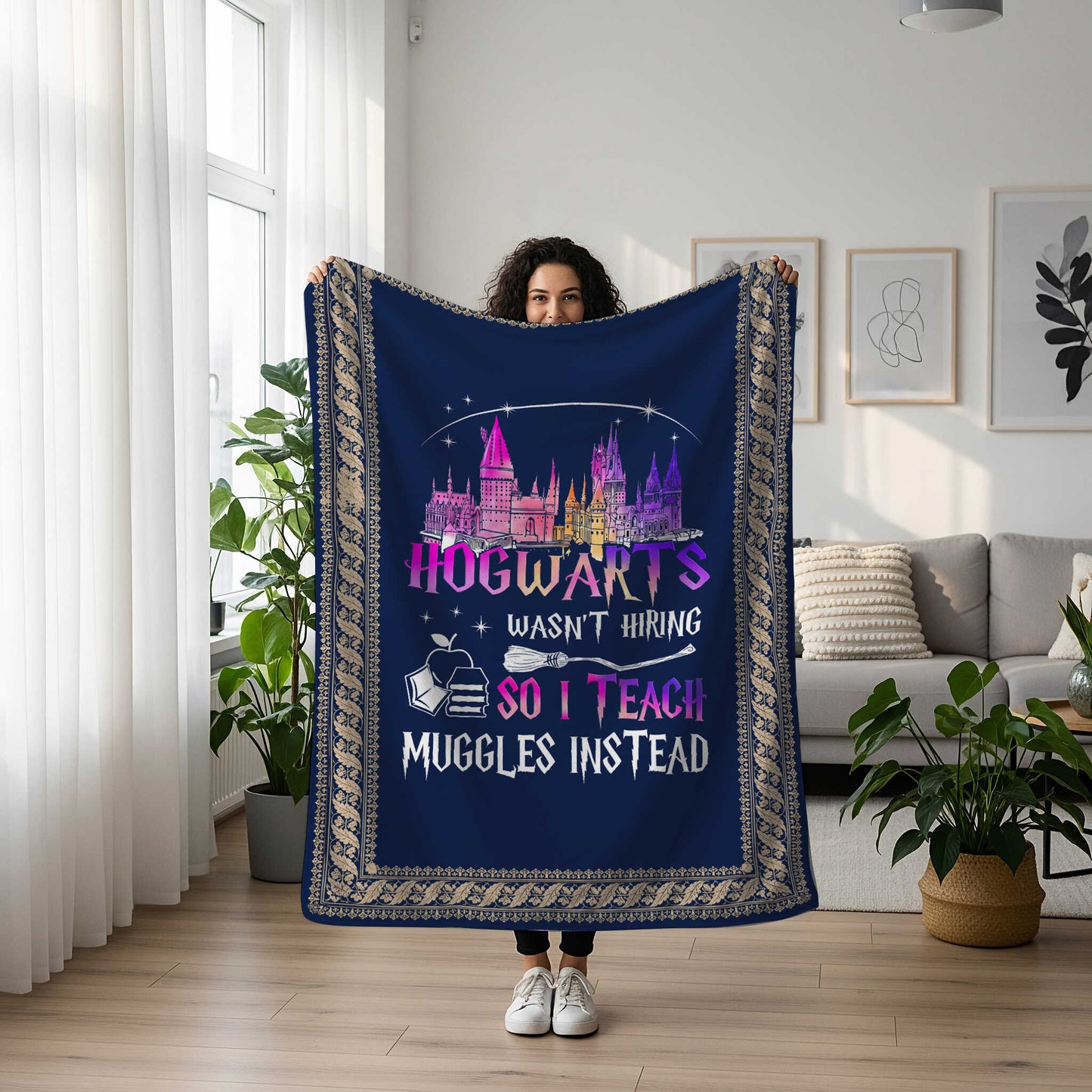 Hogwarts Houses Premium Sheepskin Blanket | Harry Potter - I Save Teach