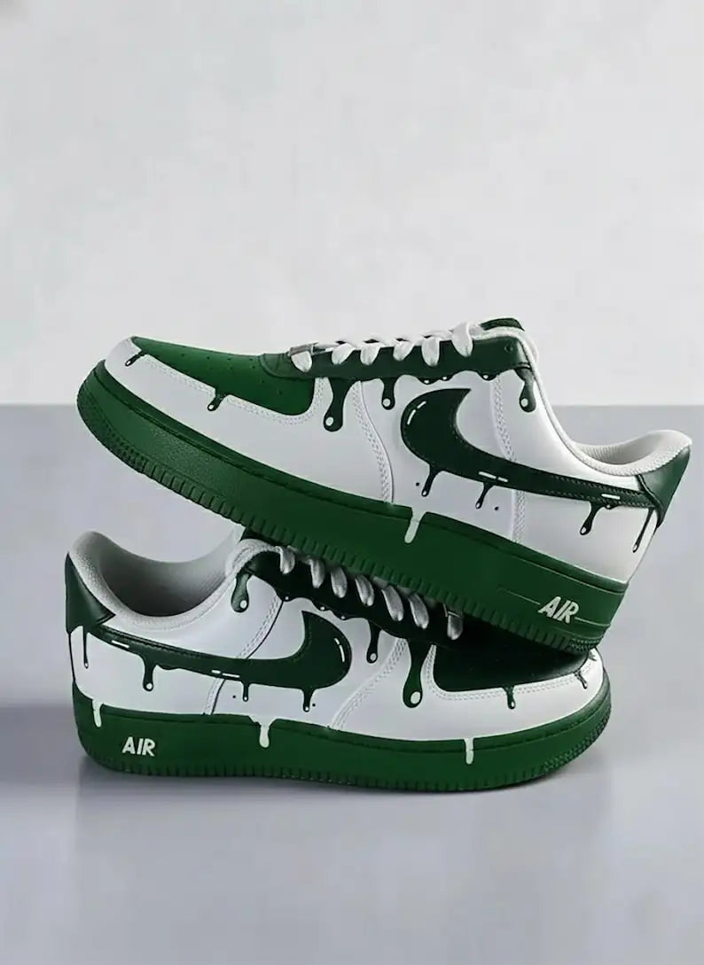 Green Drip Custom Air Force 1 Sneakers