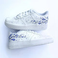Hand-Painted Purple Cherry Blossom Custom Air Force 1, Delicate Falling Floral Petal Design with Optional Gradient Purple Laces Custom Sneakers, Aesthetic Unique Casual Shoes for Men & Women