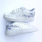 Hand-Painted Purple Cherry Blossom Custom Air Force 1, Delicate Falling Floral Petal Design with Optional Gradient Purple Laces Custom Sneakers, Aesthetic Unique Casual Shoes for Men & Women