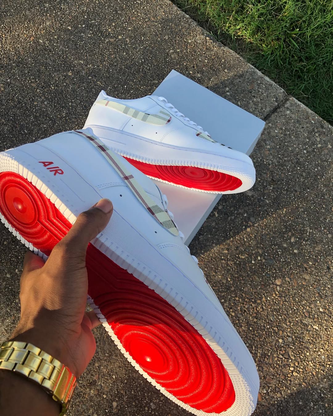 Hand Painted Plaid Custom Air Force 1 Sneakers