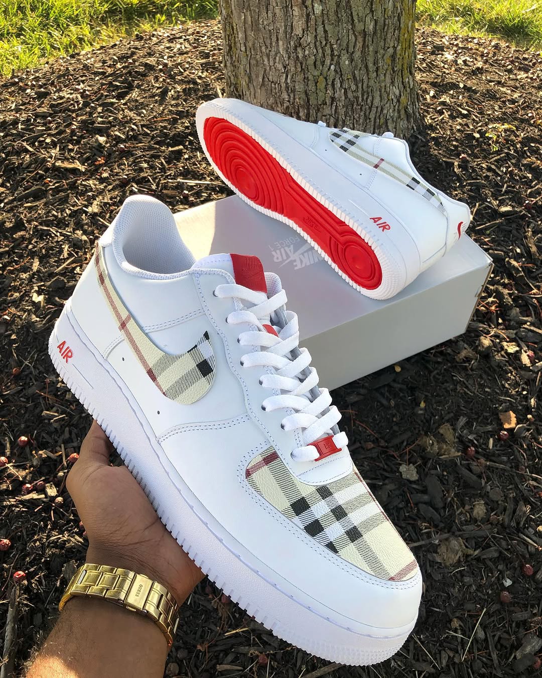 Hand Painted Plaid Custom Air Force 1 Sneakers