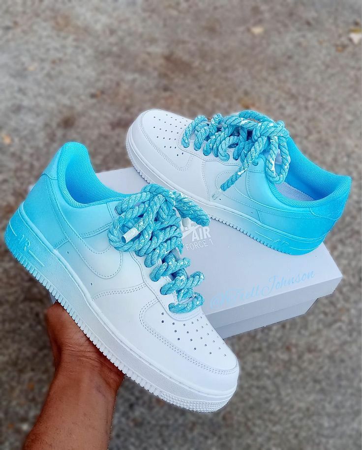 Hand Painted Gradient Blue Custom Air Force 1 Sneakers