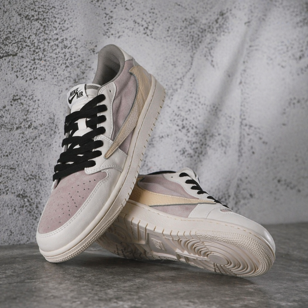 Hand Painted Light Grey Pink Custom Air Jordan 1 Sneakers