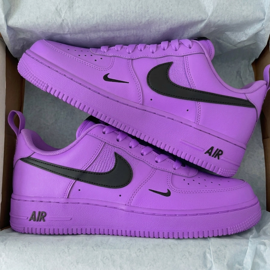 Black Purple Swoosh White Custom Air Force 1