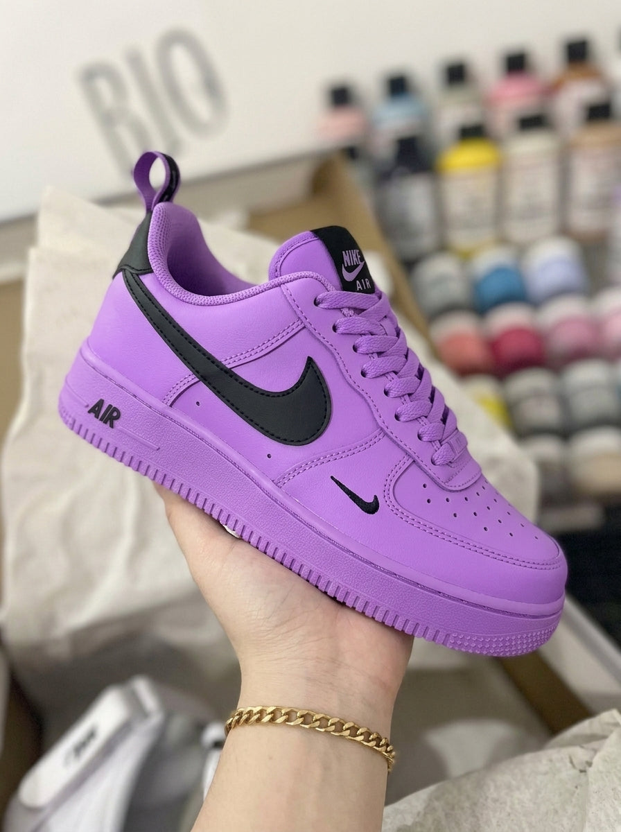 Black Purple Swoosh White Custom Air Force 1