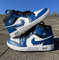 Navy Blue Black Drip Custom Air Jordan 1