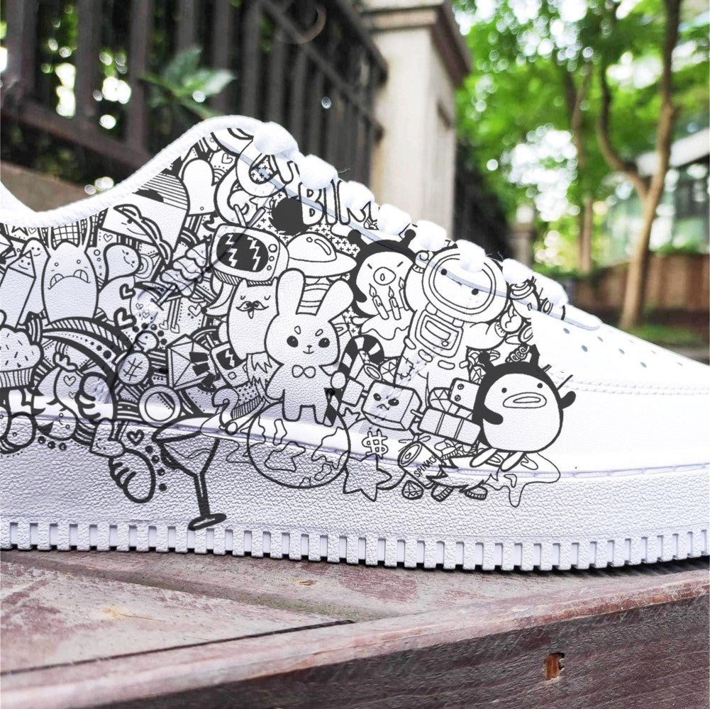 Black White Graffiti Custom Air Force 1