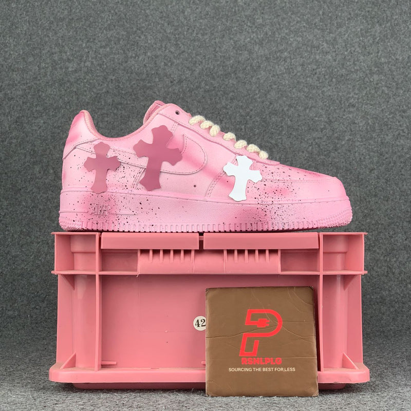 Hand Painted Pink Cross Custom Air Force 1 Sneakers