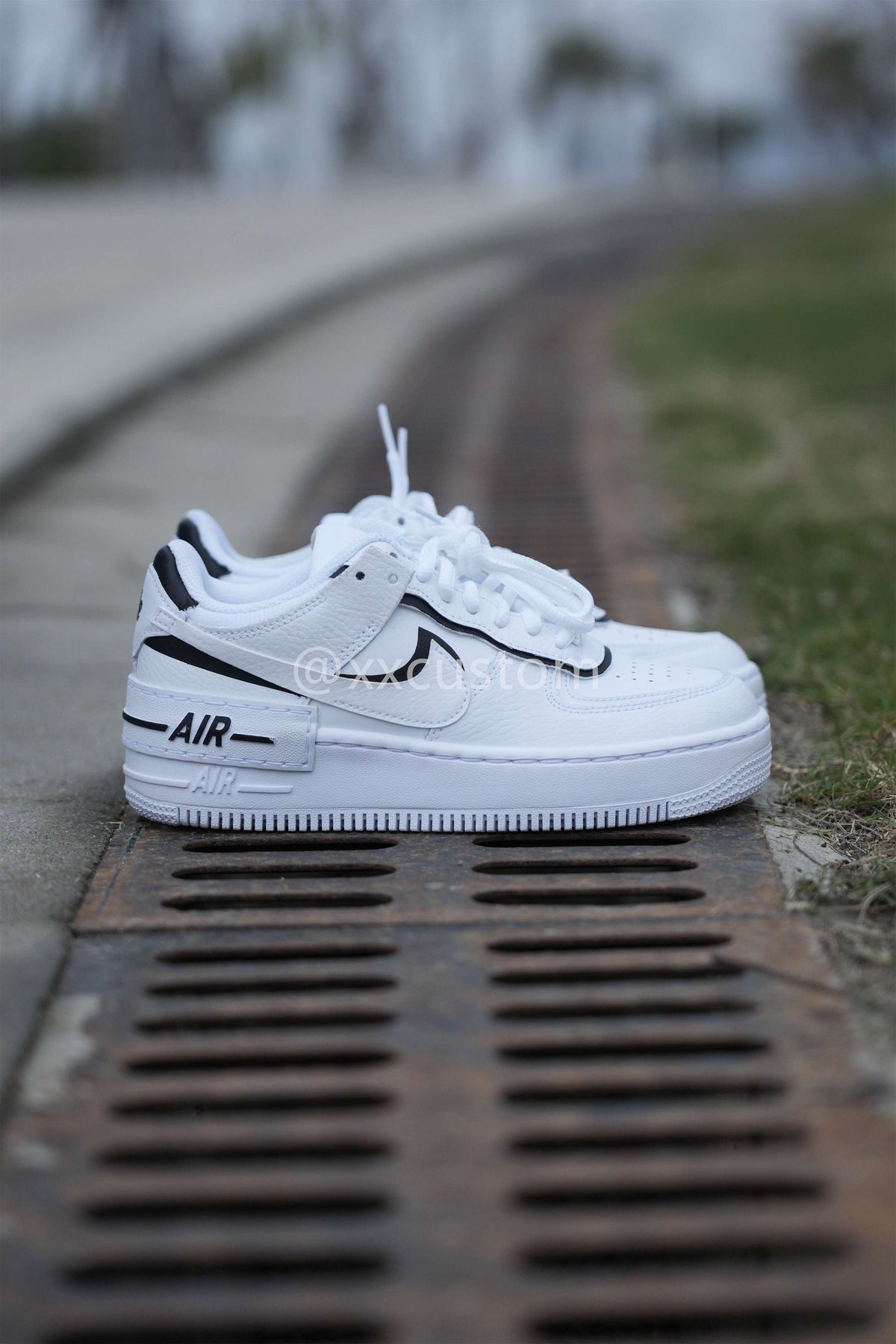 Custom Air Force 1  White Shadow Black