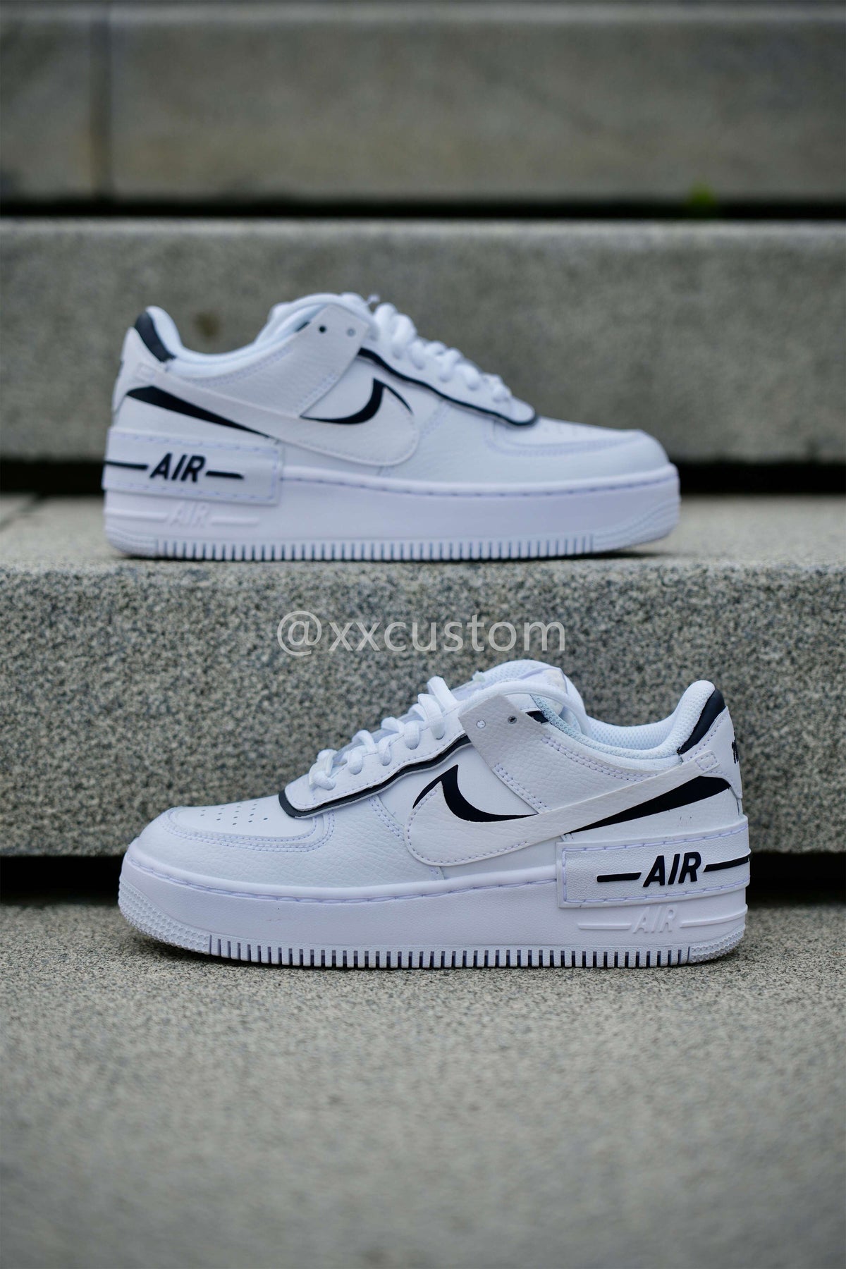 Black Swoosh Shadow White Custom Air Force 1